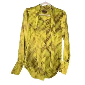 Hale Bob Tie Neck Button Down Blouse Size XS